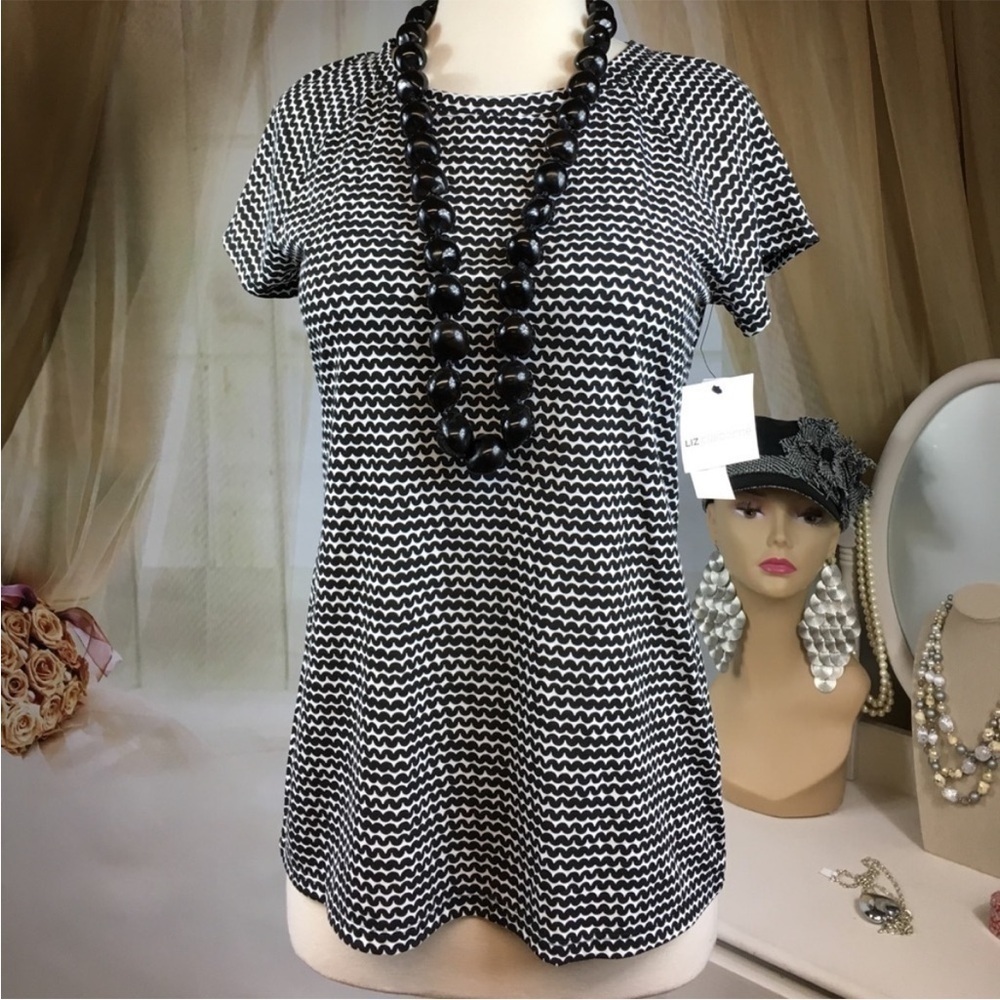 LIZ Claiborne Black & White Short
Sleeved Top S